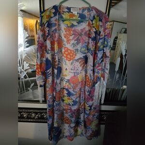 Floral Kimono with Fringe
